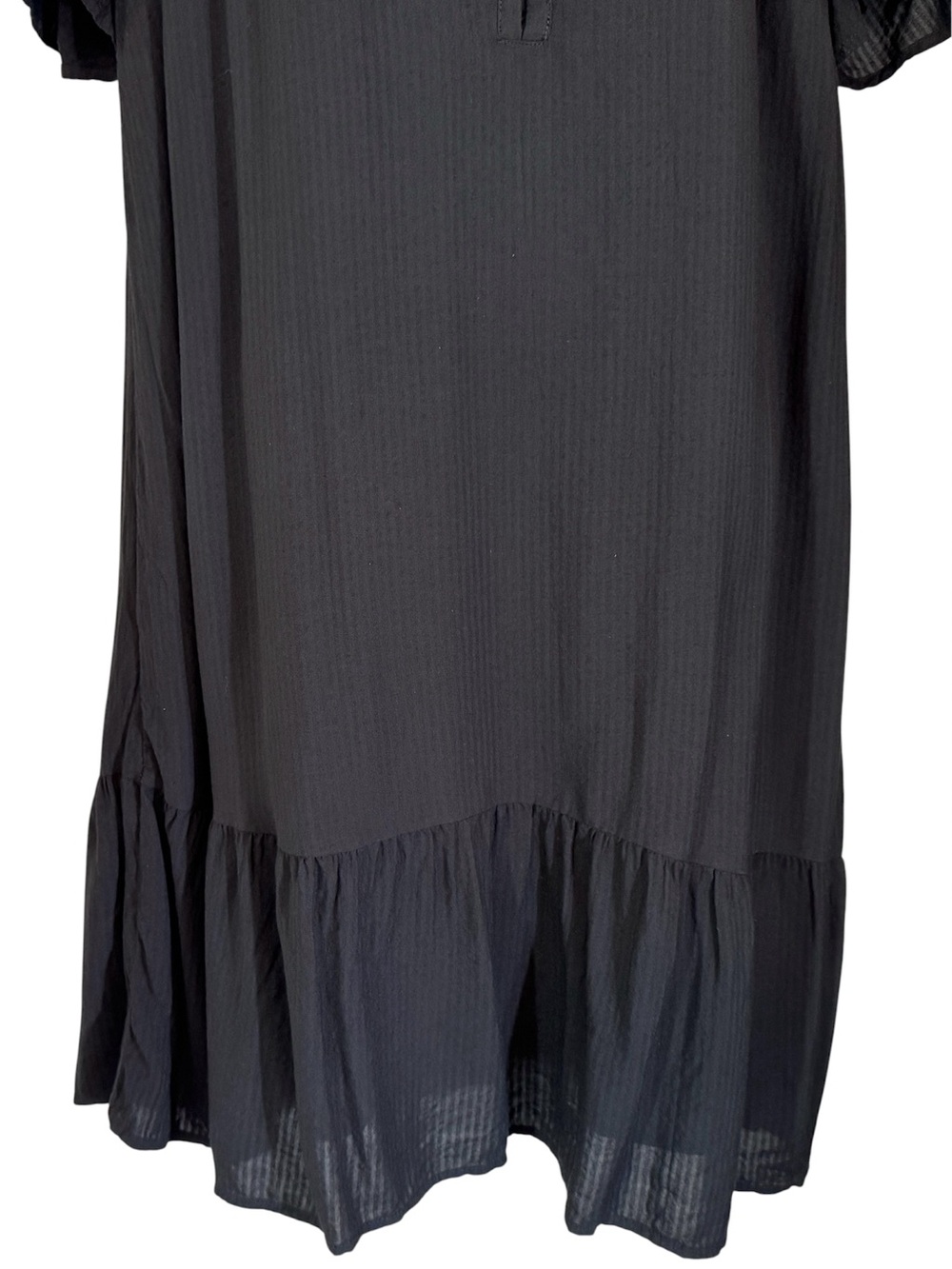 J.Jill Black Ruffle‑Hem Popover Dress Short Sleeve Button Front Size XL - Picture 3 of 16